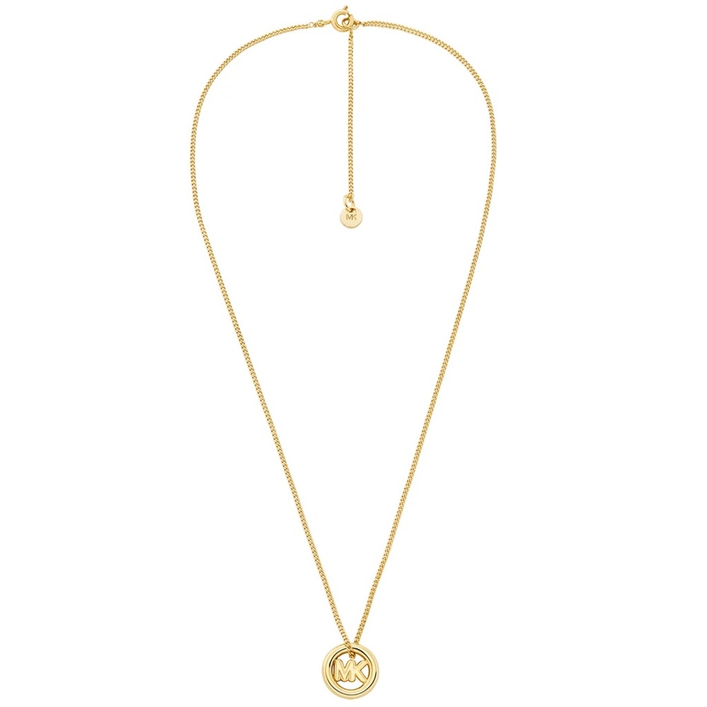 Michael KORS Gold Tone Logo Charm Pendant Necklace - Picture 2 of 9